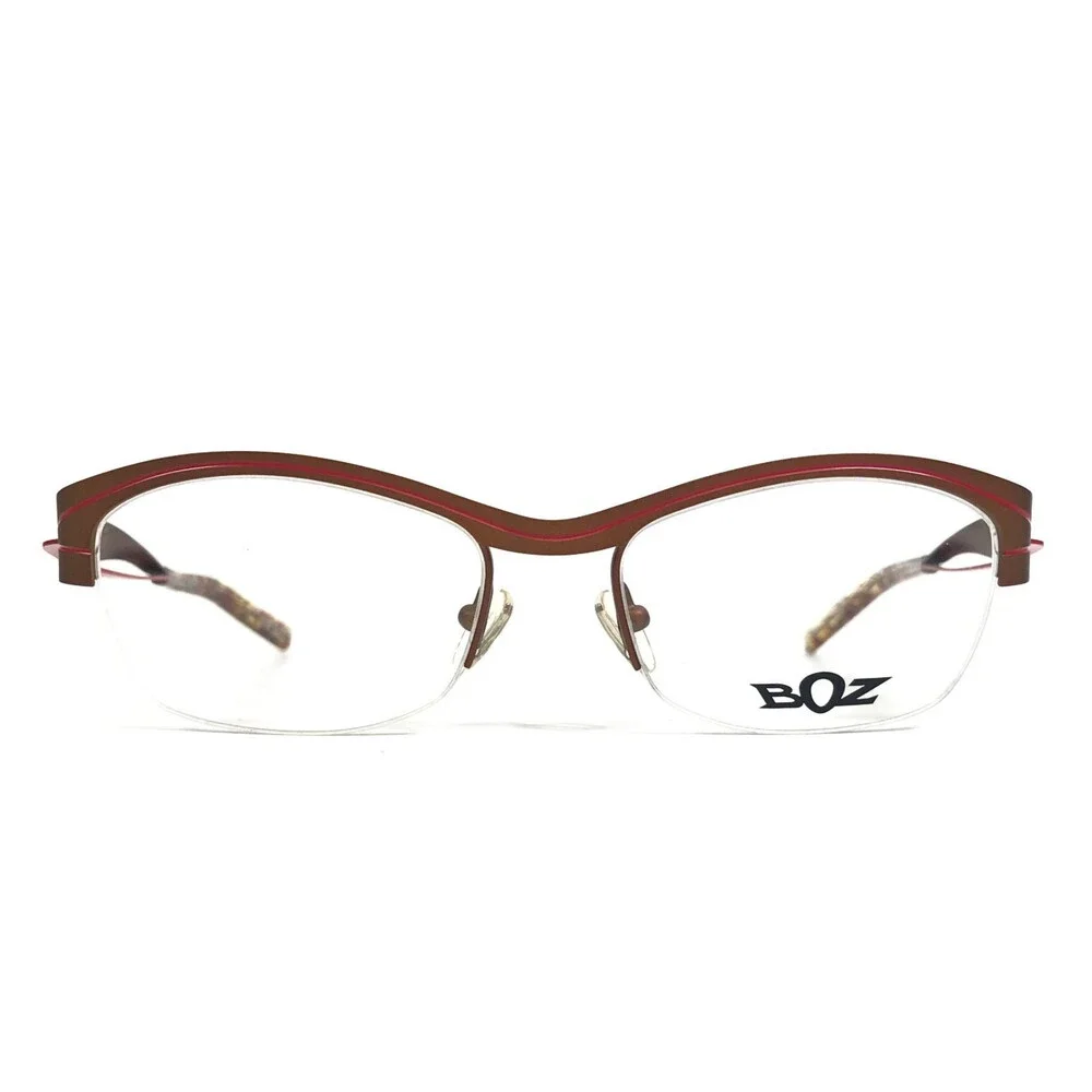 BOZ Eyeglasses Frames STAR 9230 Brown Red Cat Eye Half Rim 52.5-17-131